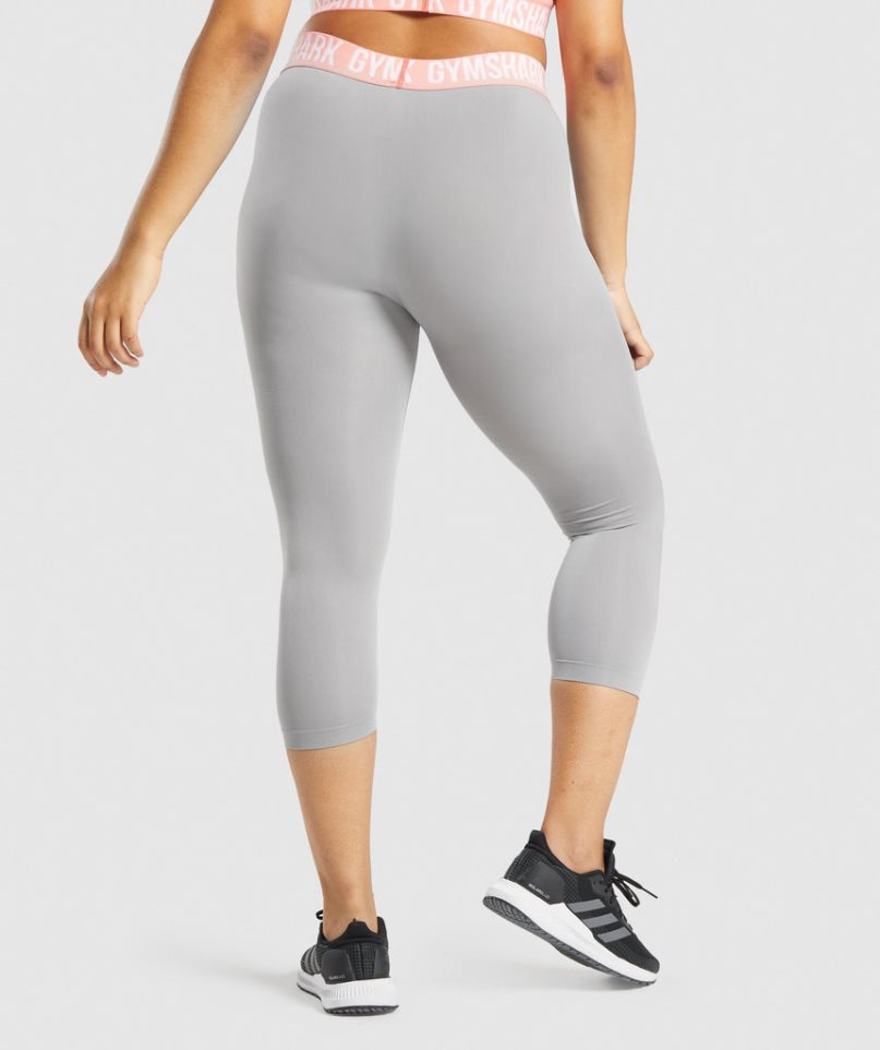 Women's Gymshark Fit Seamless Cropped Leggings Light Grey | CA 6N5A80